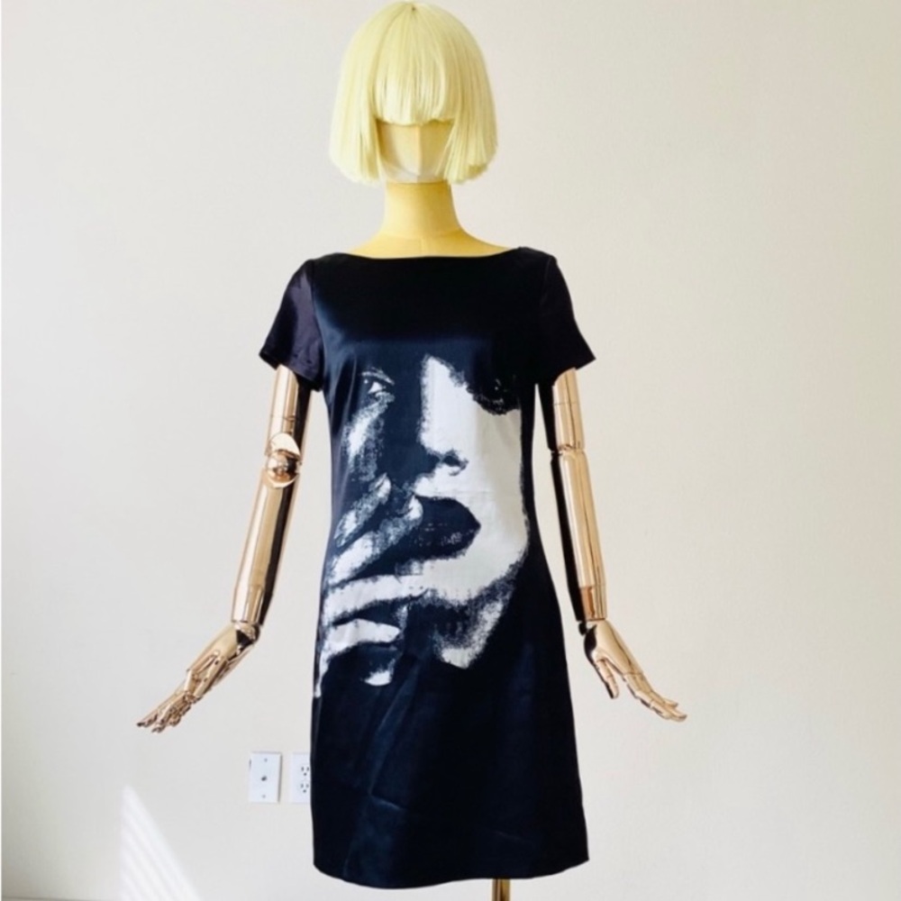 Zara Black Short Sleeves Graphic Dress SZ S